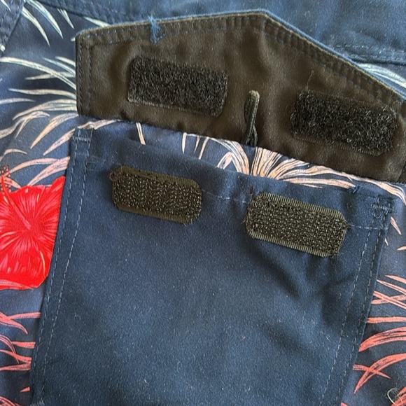 Hurley Boy’s Blue and Red Board Shorts with Tropical Design - Picture 9 of 13